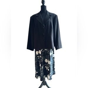 Donna Ricco Fit & Flare Sleeveless Dress w Black Matching Lined Jacket Size 22 W